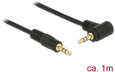 Delock Stereo Jack kábel 3.5 mm 3 pin apa > apa 1 m 90° fekete