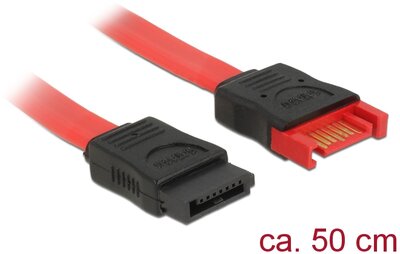 Delock SATA 6 Gb/s-s bővítőkábel csatlakozódugóval > SATA-s, csatlakozóhüvellyel, 50 cm, piros