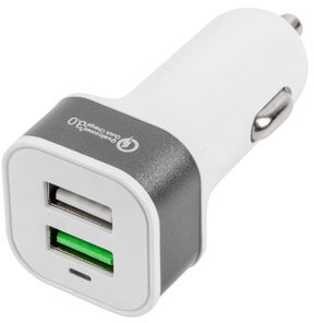 EXTREME MEDIA CAR CHARGER WITH QUICKCHARGE 3.0 12V-24V 2XUSB