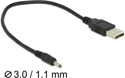 Delock Cable USB Type-A Plug Power > DC 3.0 x 1.1 mm male 27 cm