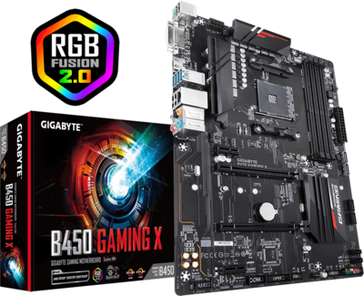 Gigabyte B450 Gaming X, AM4, DDR4, PCIe Gen3 x4 M.2, HDMI, DVI-D