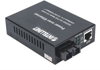 Intellinet Gigabit PoE+ Media Converter 1000Base-T RJ45/1000Base-LX (SC) SM 20km