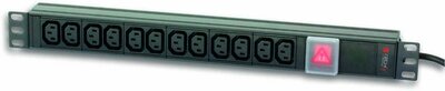 TechlyPro RAck-be szerelhető elosztó 19" 1U UPS 250V/16A 12 dugalj C13 dugó C20