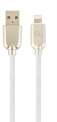 Gembird Premium rubber 8-pin charging and data cable, 2m, white