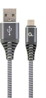 Gembird Premium cotton braided Micro-USB charging and data cable,1m,grey/white