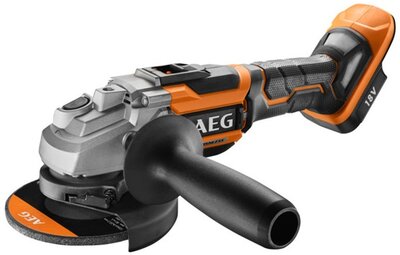 AEG 18 V szénkefe nélküli sarokcsiszoló 125 mm, akkumulátor és töltő nélkül , AVS pótgfogantyú, védőbukolat, kartondoboz