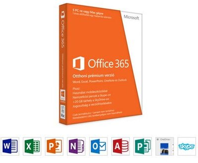 Microsoft Office 365 Home Premium HUN 1 Felhasználó 5 Gép 1 év dobozos irodai programcsomag szoftver
