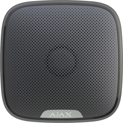AJAX Kültéri sziréna - Vezetéknélküli kültéri hang-/fényjelző állítható hangerővel, LED visszajelzés, elemes, Fekete
