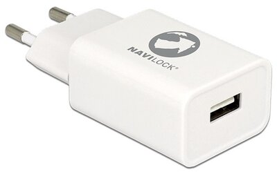 Navilock Telefon töltő 62677 - 1db USB2.0, 5V/1.5A, Qualcomm Gyors Töltő 2.0 funkció, Fehér