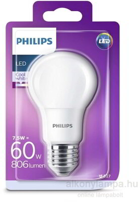 Philips LED 60W E27 CW A60 FR ND RF 1BC/6 alap izzó