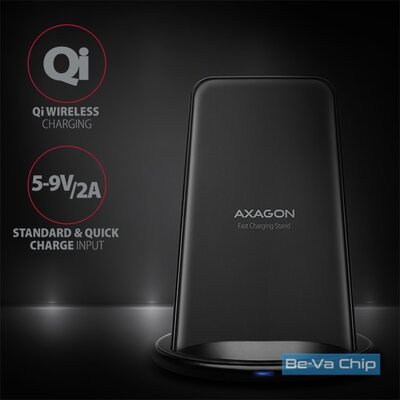 Axagon WDC-S10D kettős tekercsű wireless fekete QI töltő okostelefonhoz