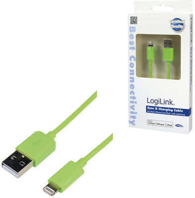 Logilink Apple® Lightning - USB csatlakozó kábel, 1.00 m, zöld