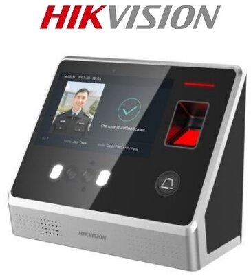 Hikvision Arcfelismerő terminál - DS-K1T605MF-B (Mifare 13.56Mhz, arc/ujjlenyomat/kártya, LCD, RS485/WG/RJ45/wifi, akku)