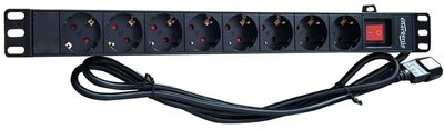 Gembird rack-mount power strip (PDU), 8 SCHUKO sockets, 1U, 16A, 19", 3m, black