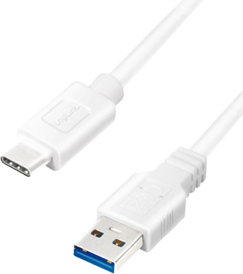 LOGILINK - USB 3.2 Gen1x1 cable, USB-A male to USB-C male, white, 1m