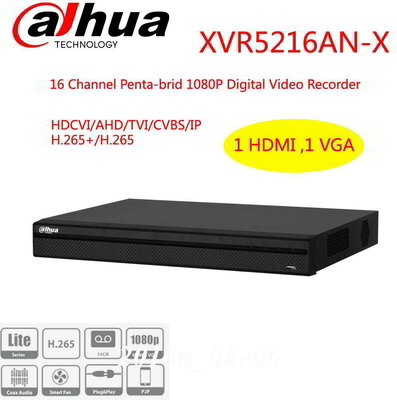 Dahua XVR5216AN-X (16 port, 4MP/30fps, 720p/60fps, H265+, 1x Sata, HDMI, audio, + 8 IP kamera támogatás)