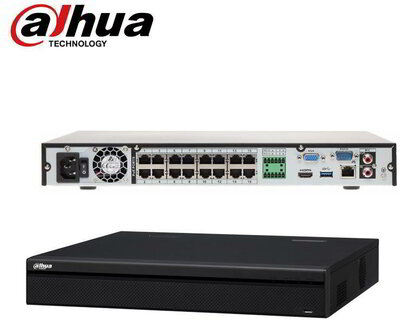 Dahua NVR Rögzítő - NVR5216-16P-4KS2E (16 csatorna, 16port af/at PoE; H265+, 320Mbps, HDMI+VGA, 2xUSB, 2x Sata, I/O)