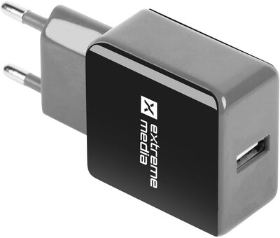 Extreme Media univerzális USB töltő 230VUSB 5V/1,2A, 1-Port, fekete-szürke