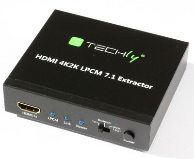 Techly HDMI 4K audio extractor SPDIF Toslink, 4x Jack 3.5mm, LPCM 5.1CH / 7.1CH