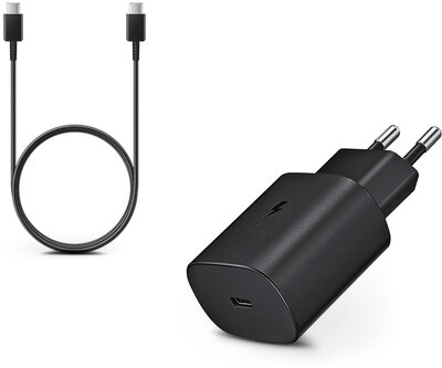 Samsung gyári USB hálózati töltő adapter+USB Type-C adatkábel - 5V/3A - EP-TA800+EP-DA705 PD.3.0 Super Fast Charging black (ECO csomaglás)
