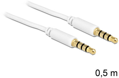 Delock sztereó kábel 3.5 mm 4 pin csatlakozó > csatlakozó, 0,5 m