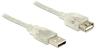 Delock USB 2.0 M - USB 2.0 F Hosszabbítókábel 2m - Áttetsző