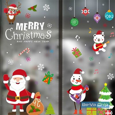 Zenés karácsonyi mintás/35x50cm páraálló karácsonyi ablakdísz