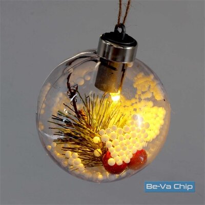 Gömb alakú /G/ 8cm meleg fehér műanyag-akril LED-es fénydekoráció