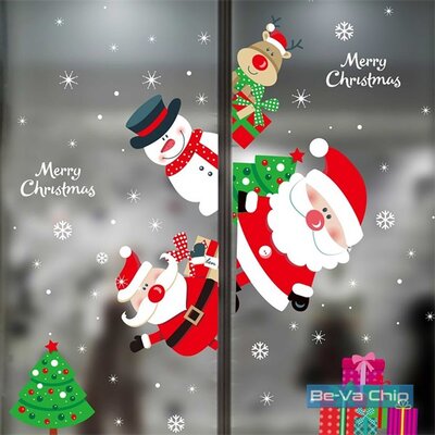 Mikulás és ajándék mintás/35x50cm páraálló karácsonyi ablakdísz