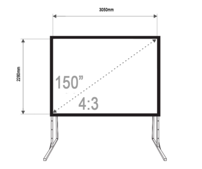 4World Fast-fold Projection Screen 305x228cm, 150" (4:3) Matt White