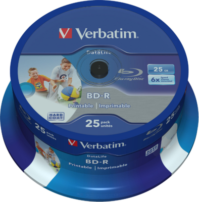Verbatim 43811 DataLife BD-R SL Blu-Ray Nyomtatható lemez Hengerdoboz 25 db