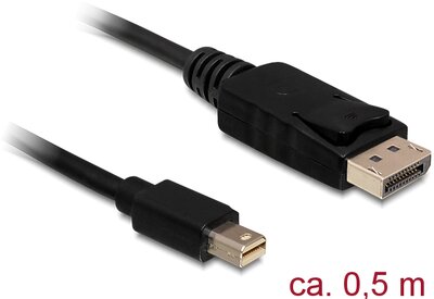 Delock Kábel Mini Displayport 1.2 dugó > Displayport dugó 4K 60 Hz 0,5 m