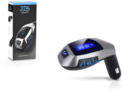 X5 FM-transmitter - Bluetooth + USB + memóriakártya olvasó - fekete/ezüst