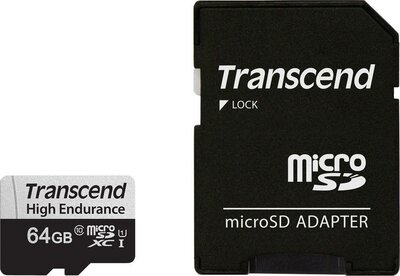 Transcend 64GB microSDXC + adapter U1 High Endurance - TS64GUSD350V