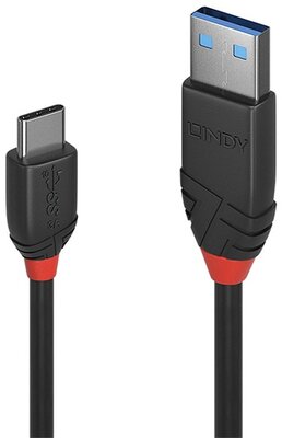 LINDY Kábel USB 3.1 A - Type C Black Line 0.15m
