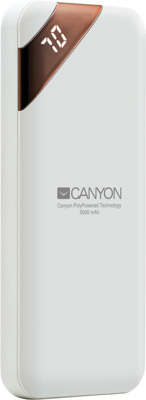 Canyon CNE-CPBP5W Power Bank 5 000 mAh Li-poly battery, Input 5V/2A, Output 5V/2.1A fehér