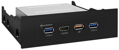 Sharkoon Előlapi Panel - Frontpanel VR USB 3.0 (5,25", 2xUSB3.0, HDMI, Max.: 4096*2160@60Hz, Fekete)