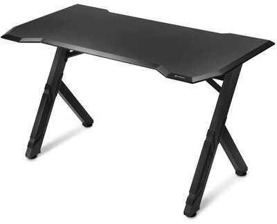 Sharkoon Gamer Asztal - Skiller SGD1 Black (Fa lap, fém lábak, modern dizájn, kábelrendezés, fekete, 140 x 70 x 78 cm)