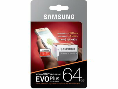 Samsung 64GB SD micro EVO Plus (SDXC Class10) (MB-MC64GA/EU) memória kártya adapterrel