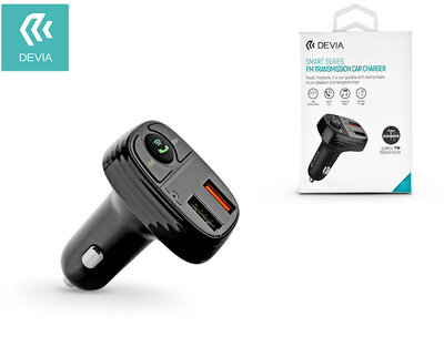 Devia Bluetooth FM-transmitter/szivargyújtó töltő - 2xUSB + MP3/WMA/WAV/Flac + Pendrive/TF-kártyaolvasó - Devia Smart Series - black 