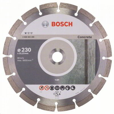 Bosch 2608602200 Gyémánt darabolótárcsa, Standard for Concrete kivitel 230 x 22,23 x 2,3 x 10 mm