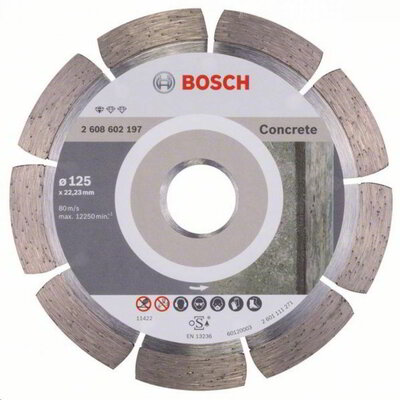 Bosch 2608602197 Gyémánt darabolótárcsa, Standard for Concrete kivitel 125 x 22,23 x 1,6 x 10 mm