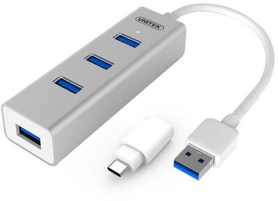Unitek USB 3.0 Hub + USB Type-C átalakító (4 portos)