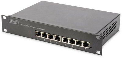 DIGITUS Switch Unmanaged Gigabit 10" Rack 8-port, 8x10/100/1000Mbps Base-TX