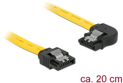 Delock 6 Gb/s sebességet biztosító SATA-kábel egyenes csatlakozódugóval > balra néző SATA-csatlakozó