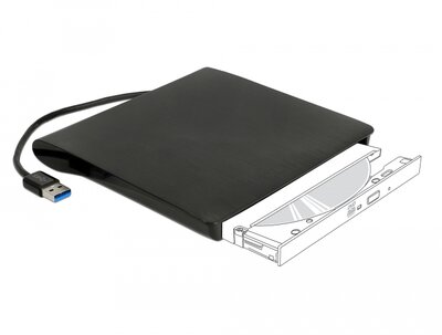 Delock Külso váz 9,5 mm magasságú, 5.25 Ultra Slim SATA meghajtókhoz USB A-típusú apa csatlakozóval
