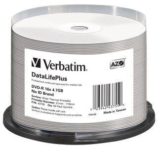 Verbatim DVD-R Wide Thermal nyomtatható DVD lemez Hengerdoboz 50 db