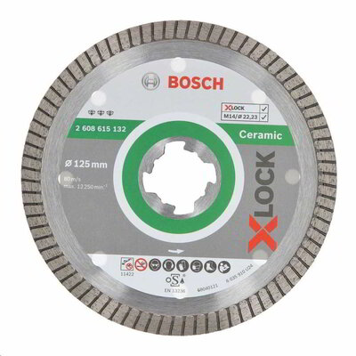 Bosch 2608615132 X-LOCK Best for Ceramic Extra Clean Turbo gyémánt vágótárcsa 125 x 22,23 x 1,4 x 7 mm