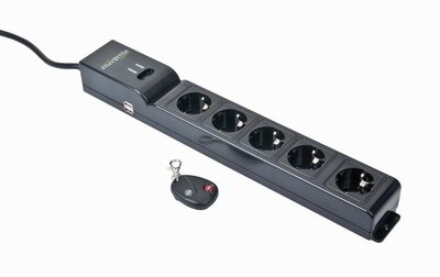 EnerGenie Remote controlled 5 socket surge protector, 5x Schuko, 2x USB, black