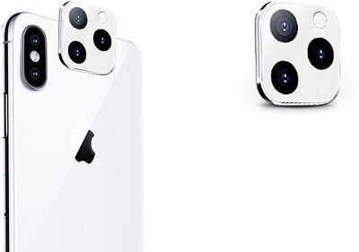 Hátsó kameravédő borító + lencsevédő edzett üveg/átalakító - Apple iPhone X/XS/XS Max készülékről Apple iPhone 11 Pro-ra - fehér